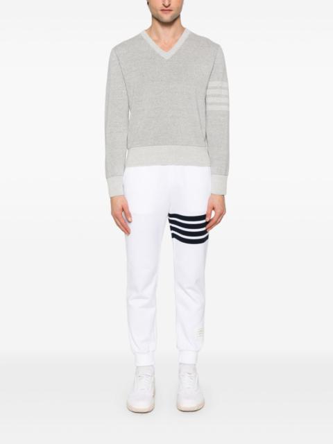 Thom Browne THOM BROWNE - Men Textured Striped Stitch Relaxed Fit V Neck Pullover