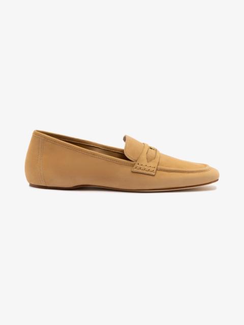 Larroudé Suki Flat Loafer In Peanut Suede