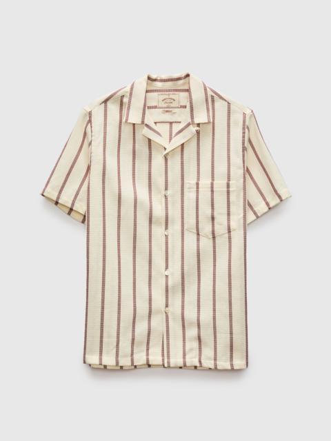 Portuguese Flannel Piquet Stripe Shirt in Bordeaux