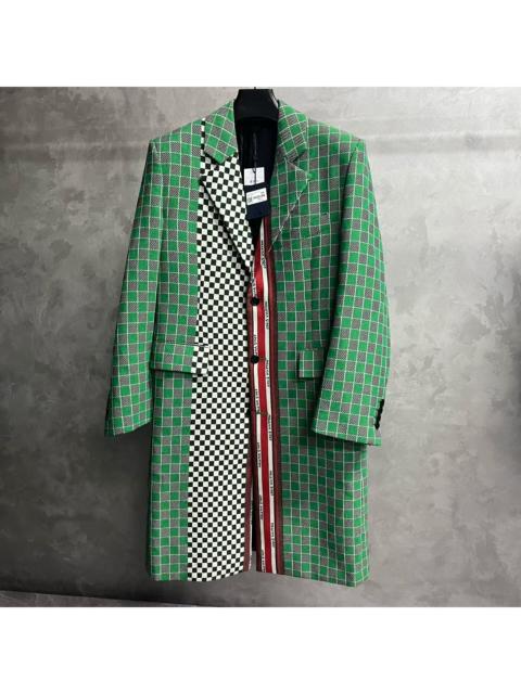 Louis Vuitton Louis Vuitton Grey-Green Damier Patchwork Color-Block Coat