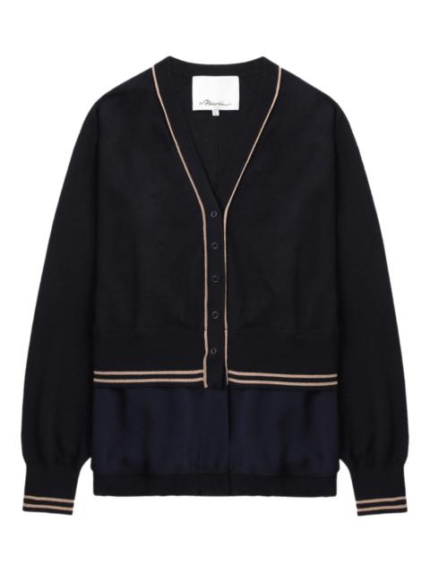 3.1 Phillip Lim Chiffon Combo Boxy Cardigan