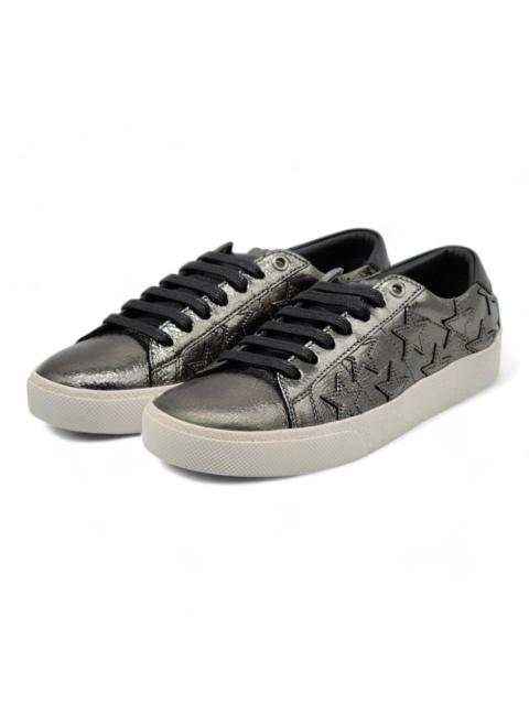 SAINT LAURENT Court Stars Leather Sneakers Silver EU 36.5 US 6.5 New $750