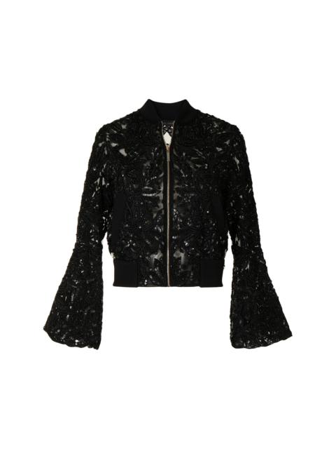 sequin-embellished bell-sleeve jacket