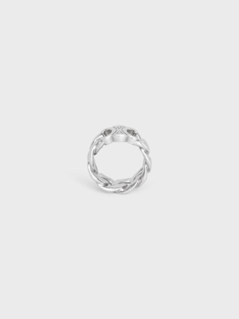 CELINE Triomphe Gourmette Ring in Brass with Rhodium Finish