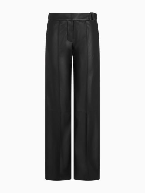 EMPORIO ARMANI GLOVE-QUALITY LAMBSKIN NAPPA LEATHER PALAZZO TROUSERS