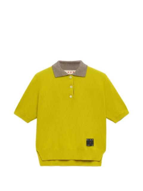 Marni Marni Women Yellow Cashmere Polo Shirt With Contrasting Collar