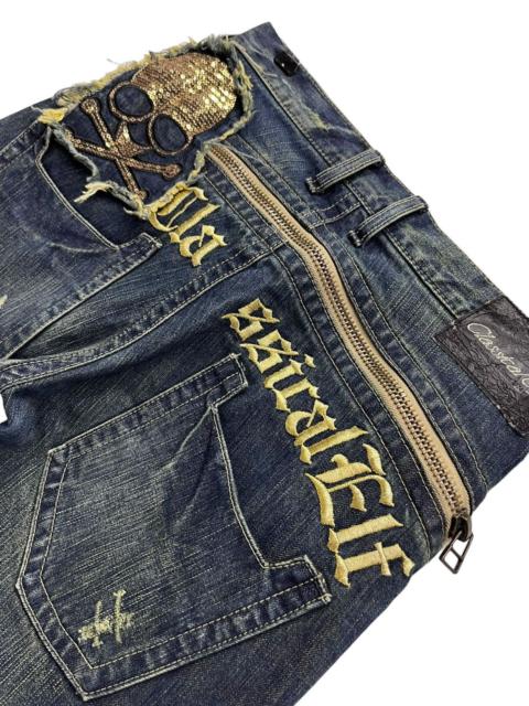 Other Designers Vintage - 🔥CLASSICAL ELF Punk Skull Crossbones Sequin Mudmax Denim