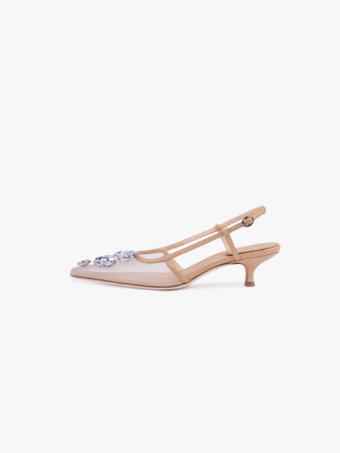 A.W.A.K.E. MODE AMANDA KITTEN HEEL CRYSTAL BEIGE CRYSTAL