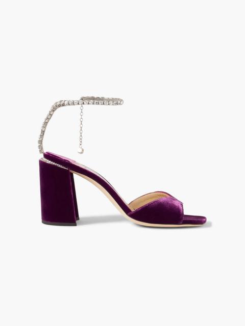 JIMMY CHOO Saeda 85 crystal-embellished velvet sandals