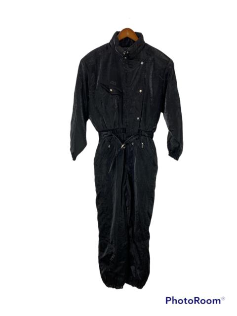 Courreges Jumpsuit Shinning Black Big Logo Design