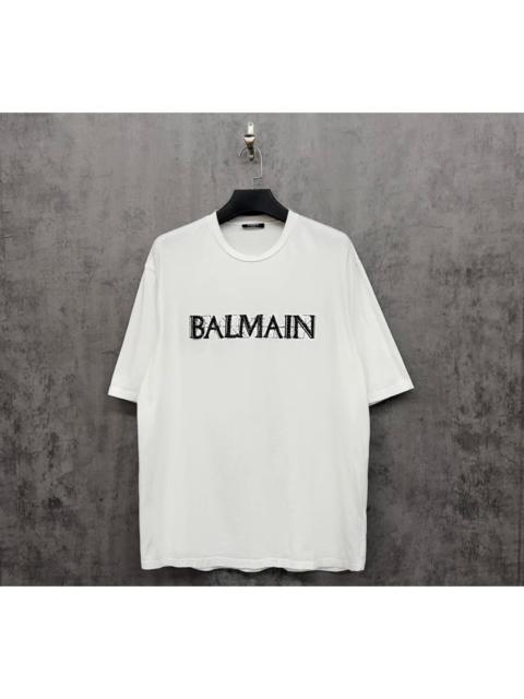 Balmain BALMAIN Rhinestone & Bead Logo Short-Sleeve Top