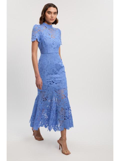 KAREN MILLEN Guipure Lace High Neck Woven Midi Dress