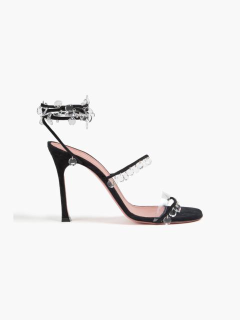 Amina Muaddi Tina crystal-embellished suede and PVC sandals