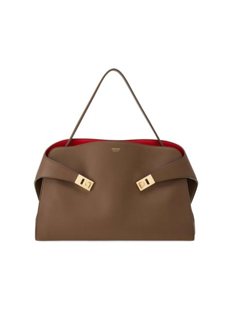 FERRAGAMO Large Hug Soft Bicolor Shoulder Bag neutral