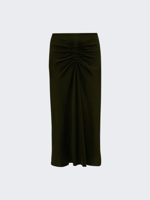 Victoria Beckham Gathered Waist Midi Skirt Dark Olive