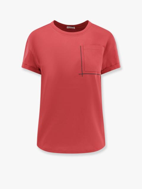 Brunello Cucinelli Cotton T-Shirt With Monili Detail