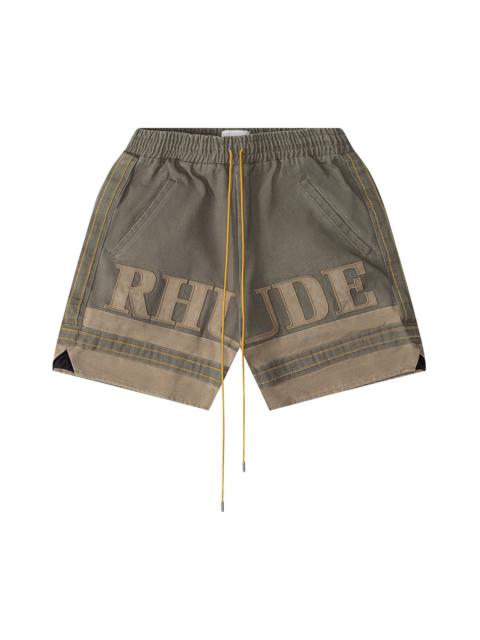 Rhude Rhude Embroidered Canvas Logo Shorts 'Olive/Tan'