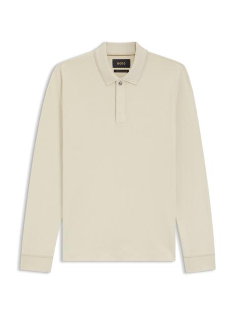 BOSS COVERED-PLACKET POLO SHIRT IN COTTON AND CASHMERE