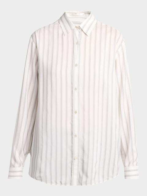 The Row Eirlys Striped Silk Button-Down Shirt