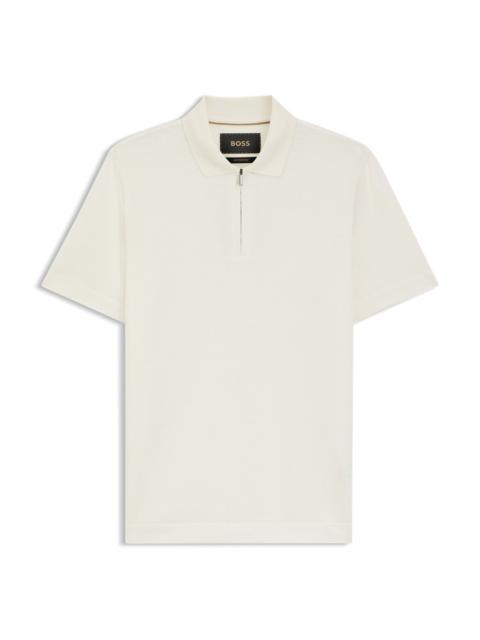BOSS COTTON-SILK POLO SHIRT WITH ZIP NECK