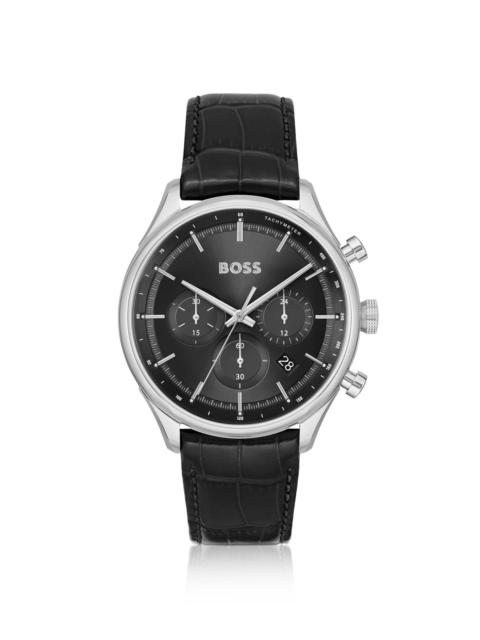 BOSS CHRONOGRAPH WATCH WITH CROCODILE LEATHER STRAP