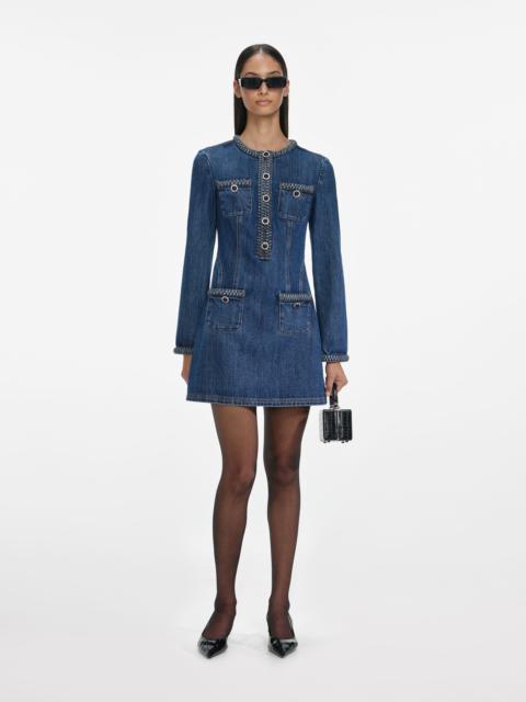 self-portrait Denim Braided Mini Dress