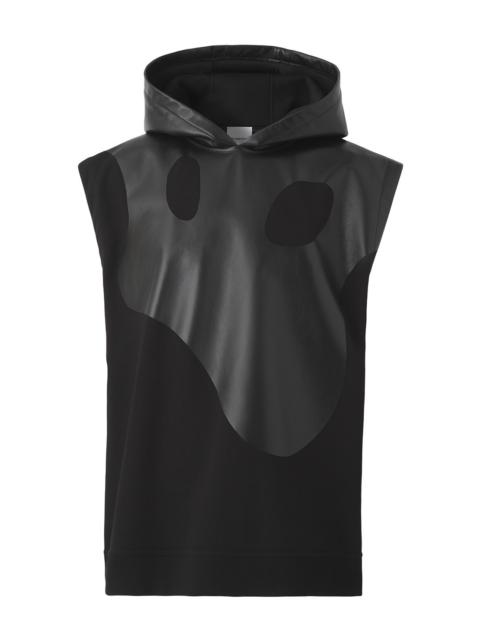 Burberry Monster Graphic Cotton And Lambskin Sleeveless Hoodie Black