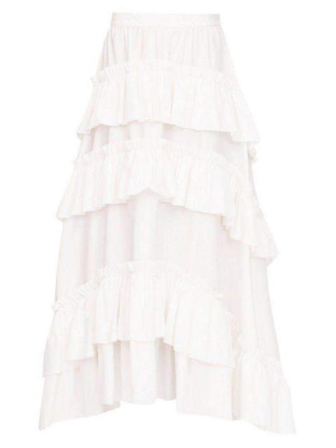 Other Designers White Maxi Frill Skirt