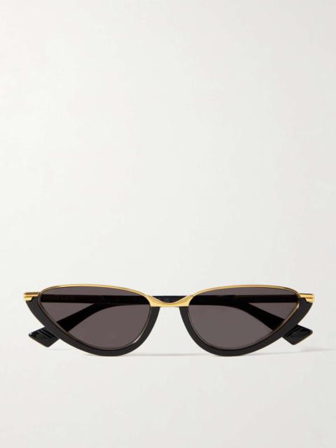 Cat-eye acetate and gold-tone sunglasses Black