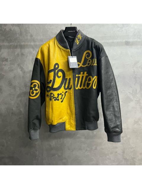 Louis Vuitton Louis Vuitton Black Zip-Up Bomber Jacket with Contrast Lettering Print