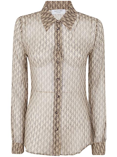 Marine Serre Marine Serre Women Moon Diamant Silk Crepon Button Up Blouse