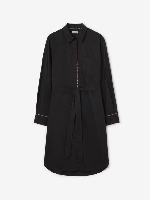 Burberry Check Trim Cotton Shirt Dress