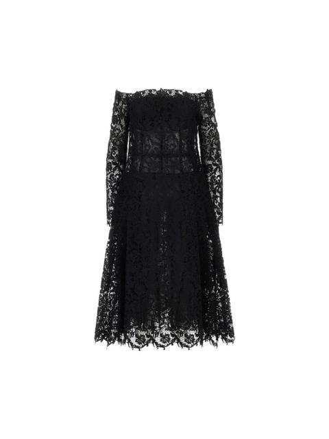 FENDI Fendi Macramè Lace Midi Dress Black