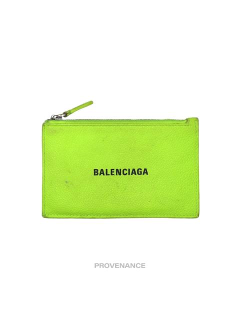 BALENCIAGA Balenciaga Logo Fragment Zip Card Wallet - Neon