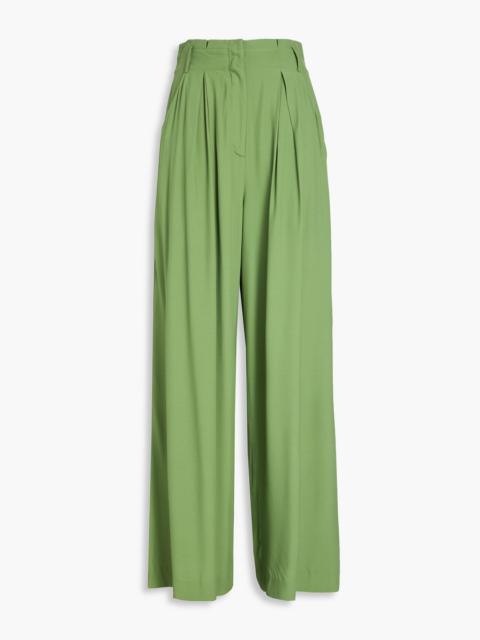 DIANE VON FURSTENBERG Bellini pleated crepe wide-leg pants