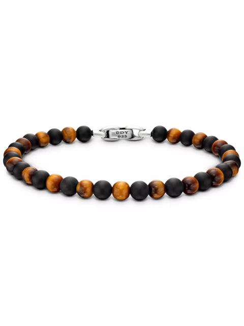 DAVID YURMAN Men's Spiritual Beads Alternating Bracelet in Sterling Silver with Black Onyx and Tigers Eye, 6mm