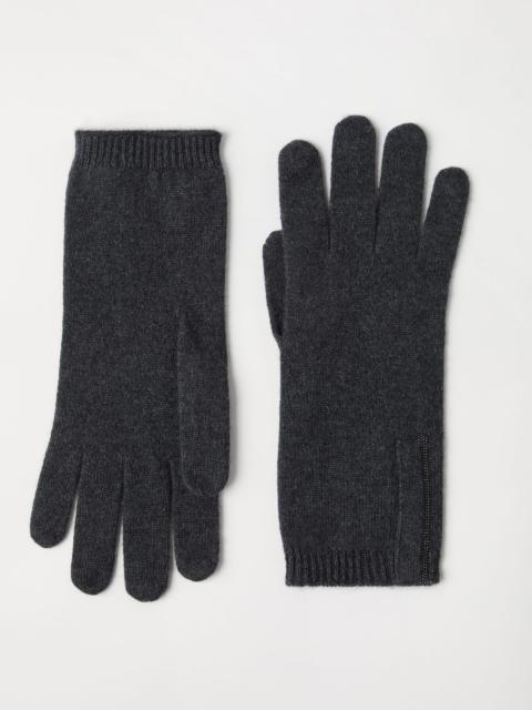 Brunello Cucinelli Cashmere knit gloves with monili