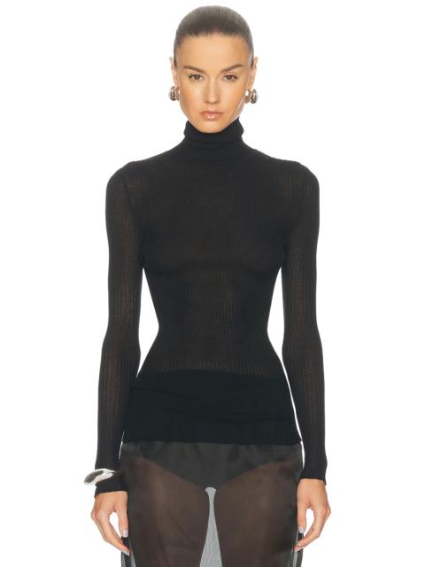 BRANDON MAXWELL Ribbed Turtleneck Top