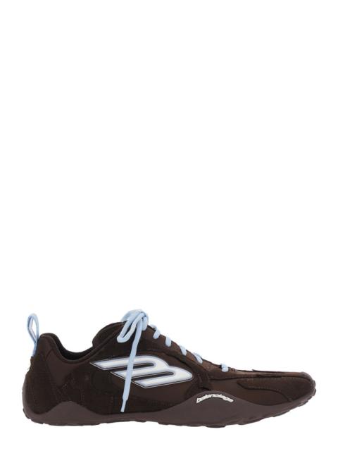 BALENCIAGA Balenciaga Men 'Monday Ultra' Brown Low Top Sneakers With Logo Detail On The Side And Corduroy Panel