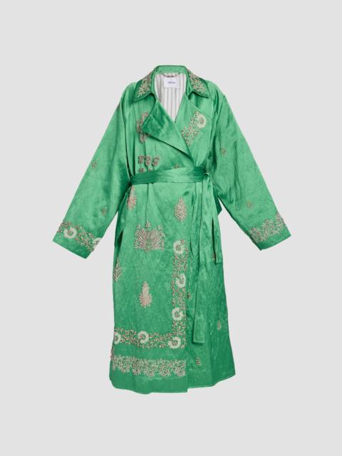Erdem EMBELLISHED TEXTURED SATIN TRENCH COAT