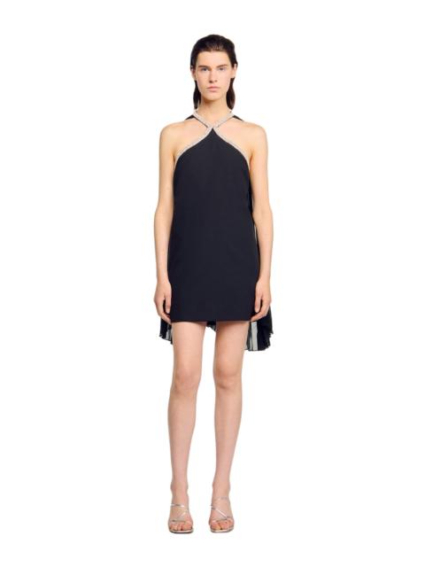 Sandro SANDRO Short cape dress with rhinestones in Black at Nordstrom