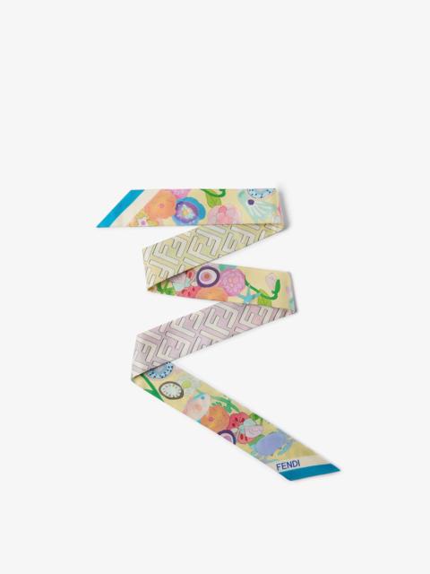 FENDI Fantastic Fendi Future Wrappy Multicolor yellow silk scarf