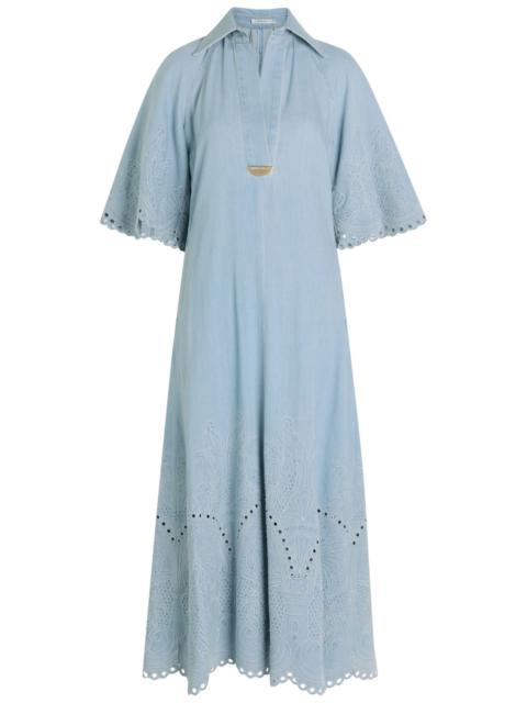 Zimmermann Zimmermann Daylight Embroidered Denim Midi Dress