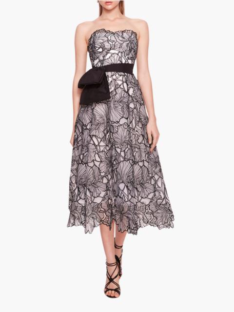 Marchesa IRIS CUTWORK MIDI DRESS