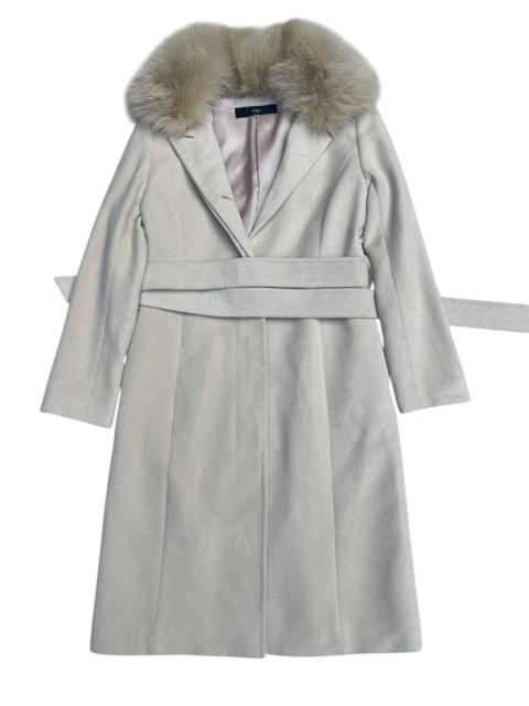 Other Designers Designer × Japanese Brand × Yohji Yamamoto - INED Wool Long Coat - Faux Fur Collar & Belted Waist