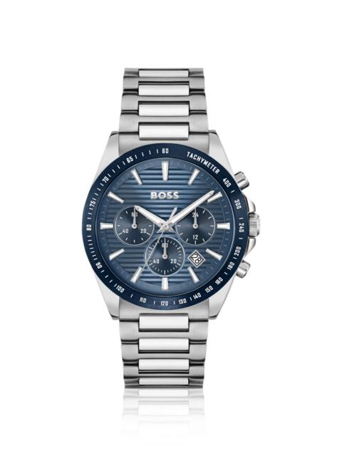 BOSS LINK-BRACELET CHRONOGRAPH WATCH WITH BLUE TEXTURED DIAL