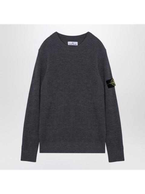 Stone Island Stone Island Grey Ribbed Sweater In Wool Men