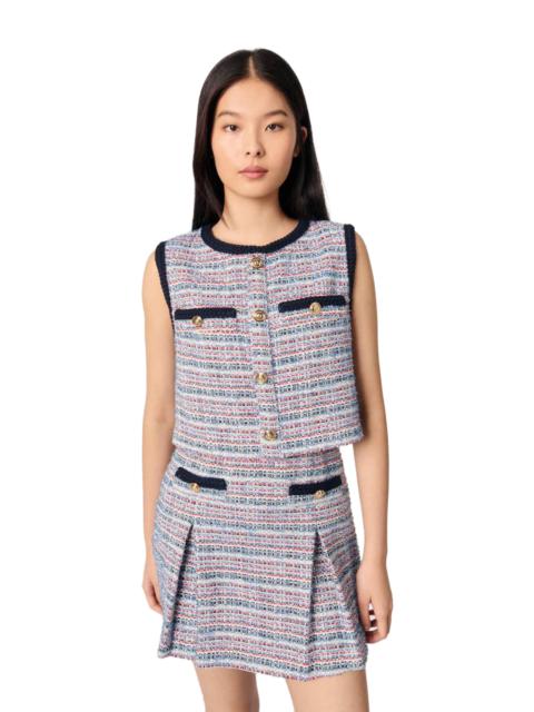 maje Tweed 2-in-1 mini dress in Blue /Red at Nordstrom