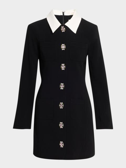Cinq à Sept Sheryl Tailored Crystal-Button Mini Dress