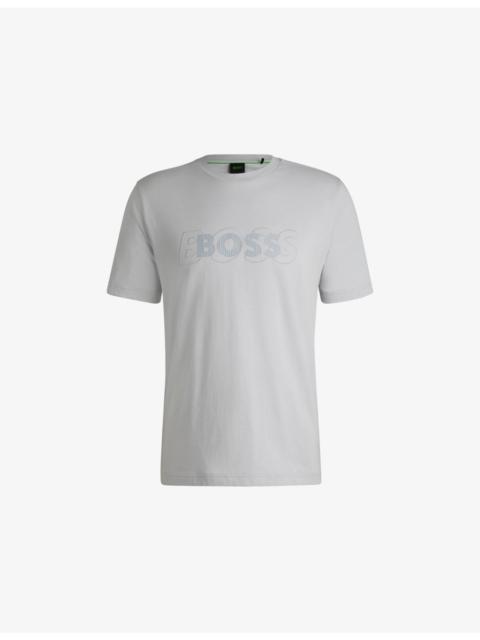 BOSS Rubberised-branding regular-fit cotton-jersey T-shirt